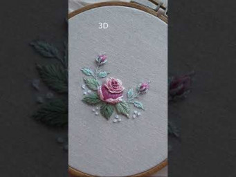 3D Rose Flower Embroidery for Your Home #shorts