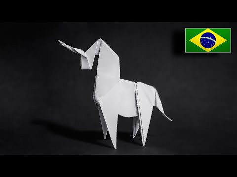 Como Fazer um Origami de Unic&oacute;rnio &ndash; Modelo Exclusivo com Chifre que Muda de Cor!