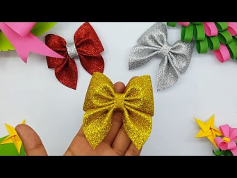 How to Make Simple Easy Bow/ Ribbon | Glitter Foam Bow tutorial