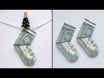 MONEY CHRISTMAS SOCKS | Simple Dollar Origami | Tutorial DIY by NProkuda
