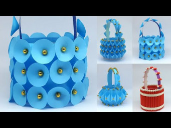 4 Types Of Paper Basket - How to Make Basket - Handmade Flower Basket - DIY Paper Crafts