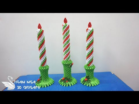 3d origami Christmas candle , Chrismas decoration idea | como hacer una vela navideña de origami 3d 3d origami Christmas candle , Chrismas decoration idea | como hacer una vela navideña de origami 3d