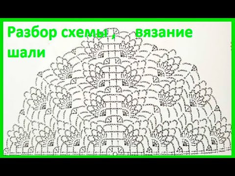 Разбор СХЕМы , ШАЛЬ - ананас - , вязание крючком , crochet shawl ( шаль №407) Разбор СХЕМы , ШАЛЬ - ананас - , вязание крючком , crochet shawl ( шаль №407)