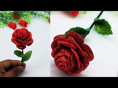 How To Make Realistic Easy Roses | Foam Paper Flower DIY | Rose Flower Making Tutotial