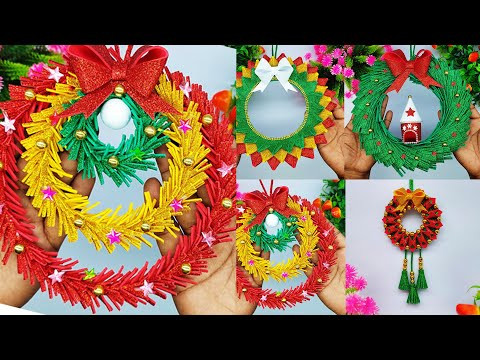 Low Budget Christmas Decor - Christmas Wreath Making at Home - How to Make Paper Wreath -Dollar Tree
