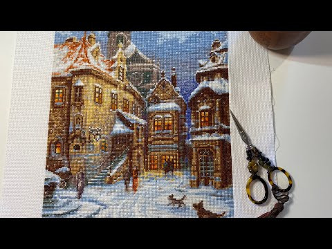 #342. Вышитая картина А снег идет по набору фирмы Палитра (о процессе, схеме, нитках, впечатления)