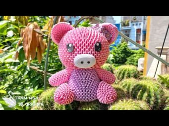 DIY paper cute piggy stuffed tutorial P2 | Tutorial de cerdo de origami en 3D