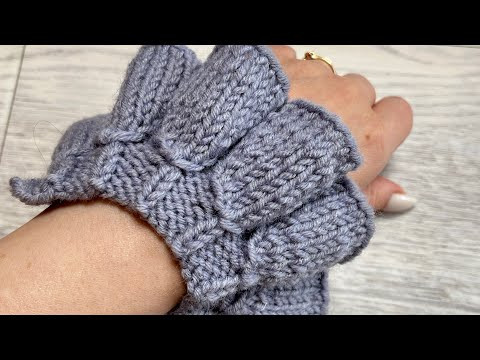 Узор спицами"РЮШИ".Knitting patterns. Ruches "Bells"