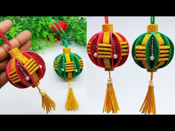 New Year Special Decor - Wall Hanging Ball With Glitter Foam Sheet Paper - DIY Home Decor