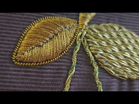 Goldwork. Листик, процесс вышивки Goldwork. Листик, процесс вышивки