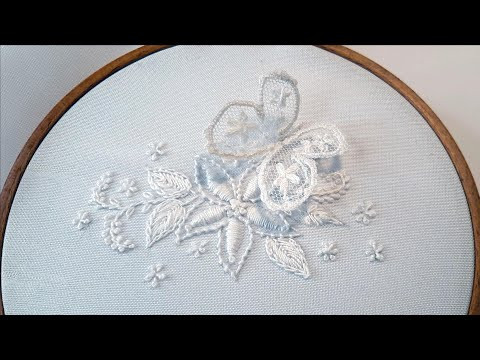 White Work Flower & Butterfly - easy stitches for beginners White Work Flower & Butterfly - easy stitches for beginners