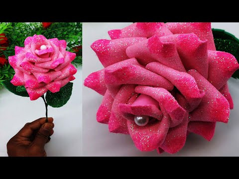 Rose Flower Making With Foam Paper Easy And Beautiful | Rose Flower Crafts With Paper | Gift Ideas Rose Flower Making With Foam Paper Easy And Beautiful | Rose Flower Crafts With Paper | Gift Ideas