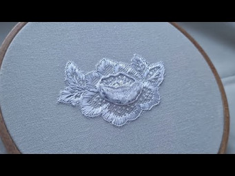 Lace Rose Stitching StumpWork White Embroidery