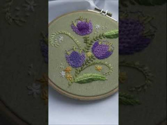 Step chain stitch  - How to embroider a tulip #short