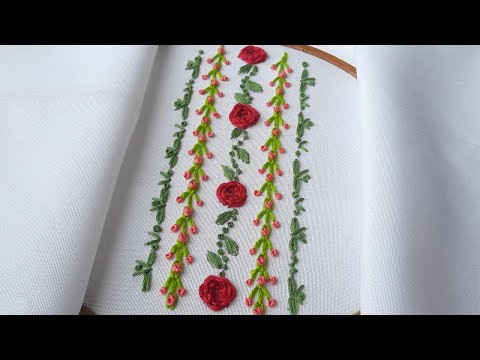 Floral border design of Rose Embroidery for beginners Flower stitches Floral border design of Rose Embroidery for beginners Flower stitches