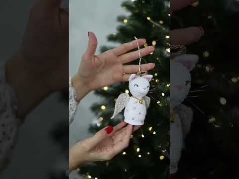 Christmas tree angel cat ornament, amigurumi angel ornament, Christmas decorations
