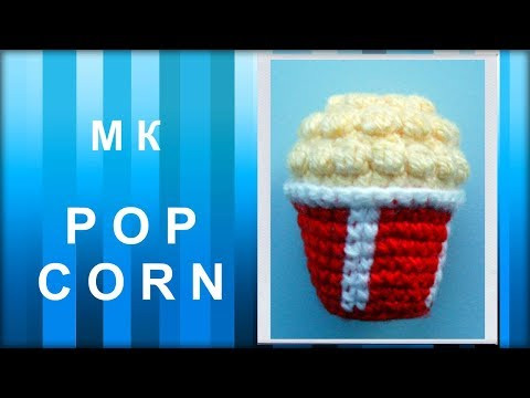 МАСТЕР-КЛАСС: Брелок вязаный крючком. ПОПКОРН крючком. Амигуруми. Вязаная еда. Подарок крючком.