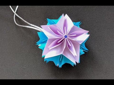 Цветочная кусудама оригами из бумаги | Шар из бумаги | Paper flowers kusudama