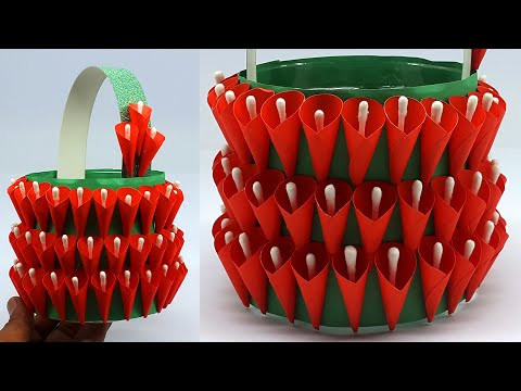 Beautiful Paper Basket - How to Make Basket - Home Decoration Craft - Decorate With Me - DIY  Decor