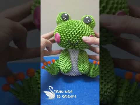 Paper cute frog , DIY cute frog, 3d origami frog #trannga3dorigami #diy