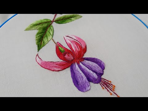 How to embroider a fuchsia flower | Long and short stitches How to embroider a fuchsia flower | Long and short stitches