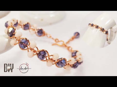 Make sweet, lovely twisted bracelets | Jewelry from copper wire and beads 1030