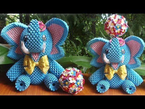How To Make 3D Origami Elephant , elephant toy decor  | c&oacute;mo hacer elefante de origami 3D