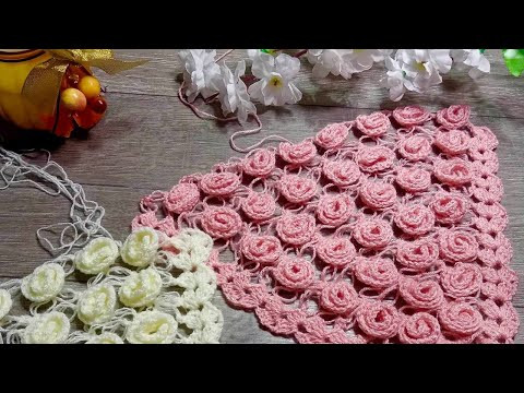 Вяжем узор для шали "Розы" крючком #crochet Вяжем узор для шали "Розы" крючком #crochet