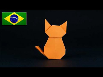 Gato de Origami Muito F&aacute;cil com 1 Ret&acirc;ngulo - Dobradura Tradicional para Iniciantes