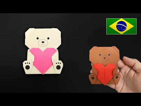 Como Fazer um Ursinho de Papel com Coração – Origami Passo a Passo Como Fazer um Ursinho de Papel com Coração – Origami Passo a Passo