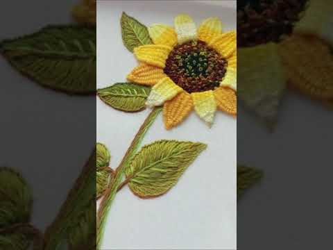 How to Embroider a Sunflower Tutorial #shorts How to Embroider a Sunflower Tutorial #shorts