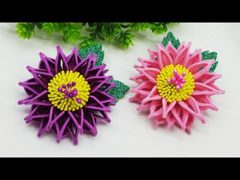 DIY Flowers from foamiran | Flores de fomi | How to Make Flower with Glitter Foam Sheet