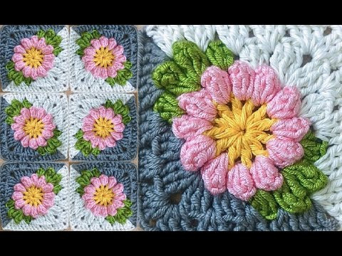 Красивый и модный мотив крючком - Вяжем из остатков пряжи 