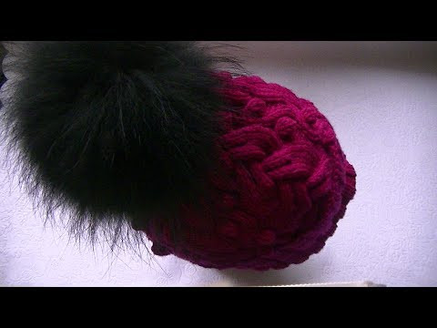 Вяжем шапку с узором сложная коса. Вяжем шапку с узором сложная коса.