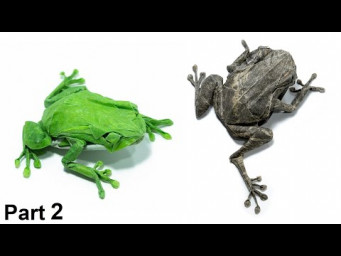 Origami Tree Frog tutorial (Satoshi Kamiya) part 2 折り紙  アマガエル