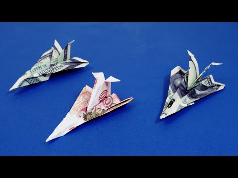 Как сделать самолетик из купюры Оригами из денег Манигами истребитель Как сделать самолетик из купюры Оригами из денег Манигами истребитель