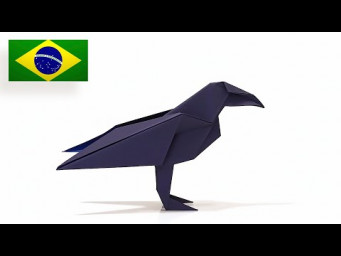Origami de Corvo: Tutorial Completo F&aacute;cil/Intermedi&aacute;rio (Dobradura de P&aacute;ssaro)