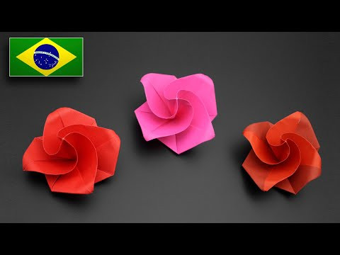 Origami de Rosa Muito Fácil - Tutorial PT-BR Origami de Rosa Muito Fácil - Tutorial PT-BR
