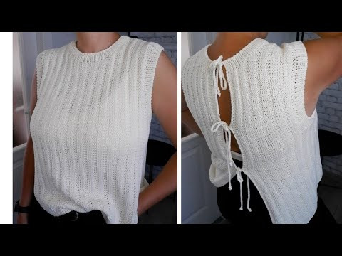 Попетельный мастер класс. Топ кокетка. Топ спицами. Вязание. Рынашко