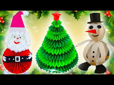3 DIY Новогодние Поделки. Снеговик из бумаги, Дед Мороз, Ёлка своими руками на Новый Год 2022 3 DIY Новогодние Поделки. Снеговик из бумаги, Дед Мороз, Ёлка своими руками на Новый Год 2022