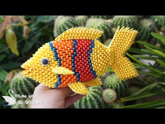 DIY paper fish tutorial P2 , home decoration idea | Tutoriel de poisson en origami 3D