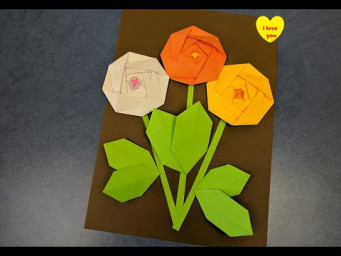 Букет роз оригами | Origami rose bouquet | Beautiful card DIY