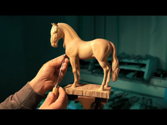 Horse carved from wood.