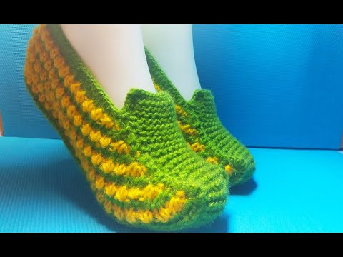 #585 ИНТЕРЕСНЫЕ ТАПОЧКИ СПИЦАМИ С ЯЗЫЧКОМ НА НОСИКЕ. МАСТЕР КЛАСС.