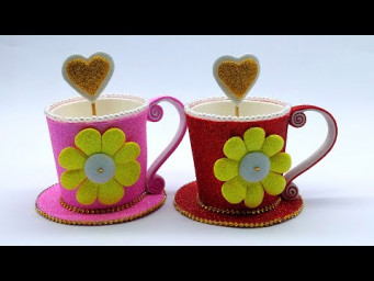Beautiful Coffee Cup Showpiece Making at Home - Home Decoration Craft - Decorate With Me - DIY