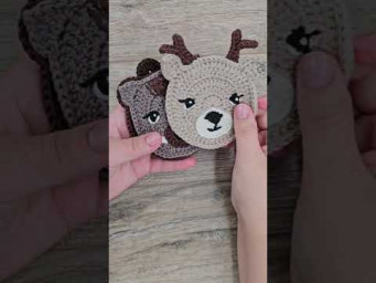 Crochet Coaster Set: Bear, Beaver, Boar, Deer. Crochet patterns #crochet #handmade #diy
