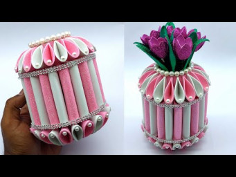 How to create a flower vase with paper? beautiful paper flower vase - easy flower pot craft