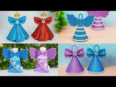 4 Cute Christmas Angel Ornaments Making From EVA Glitter Foam 4 Cute Christmas Angel Ornaments Making From EVA Glitter Foam