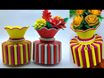 How to Make Flower Vase - Handmade Flower Pot Making With Tissue Holder - DIY Home Decor