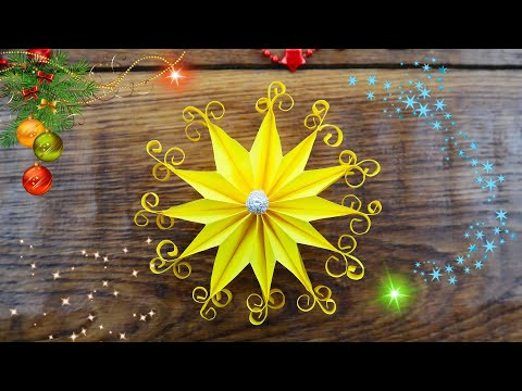 Как Сделать ОБЪЕМНУЮ 3D СНЕЖИНКУ ❄️ ИЗ БУМАГИ НА ЁЛКУ СВОИМИ РУКАМИ  (видео мастер класс)